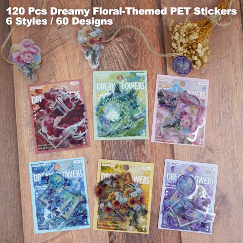 120 Pcs Vintage Floral Stickers for Scrapbooking and Journaling - color: Floral Dream