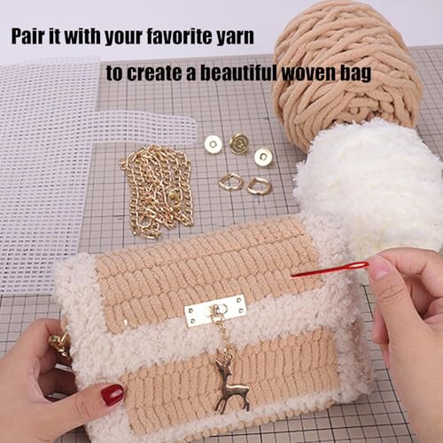 SXYYDSG 1 Set Blank Needlepoint Canvas Sheets, Hand- Knit Woven Bag Making Tool, DIY Plastic Mesh Canvas Sheet Knitting Kit for Handmade Yarn Knit Crochet Projects and DIY Sewing Bag