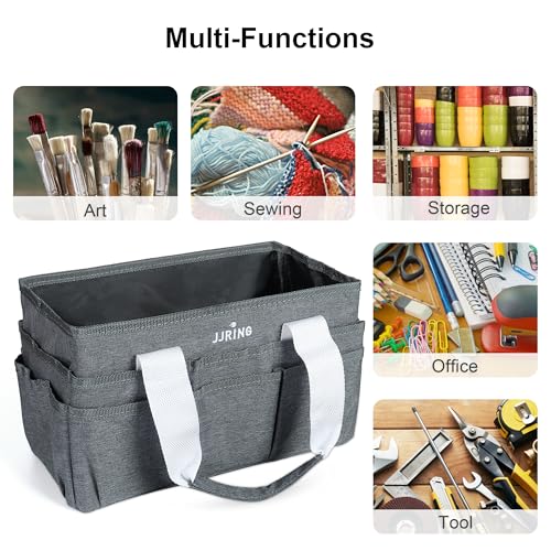 JJRING Craft Organizer Tote Bag Art Storage Caddy Grey - color: Grey, size: Small