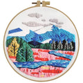 Esffaci Embroidery Starter Kit for Adult Beginner with Mountain Landscape Tree Flower Scenery Pattern Hand Embroidery Set with Embroidery Cloth Floss Hoop Needle Threader and Instruction - color: Scenery