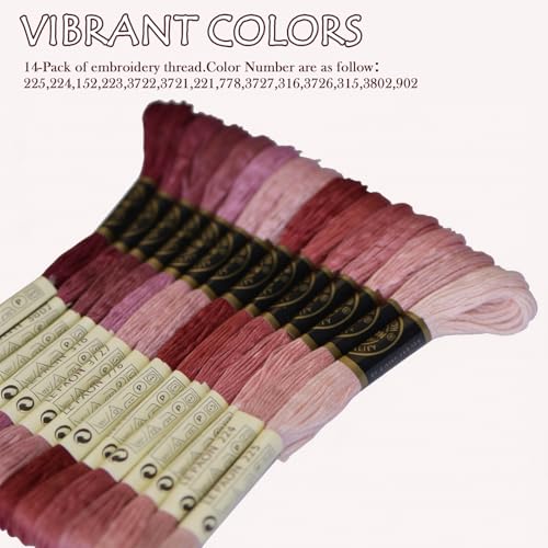 Embroidery Floss - Cross Stitch Threads - Friendship Bracelets Floss - Crafts Floss - 14 Skeins Per Pack Embroidery Floss, Garnet Gradient - color: Garnet Gradient