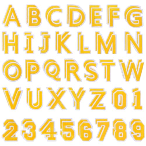 72 Pcs Iron On Letters & Numbers Patches for Tote Bags Hats Clothing Yellow - color: Yellow, size: Letters & Numbers