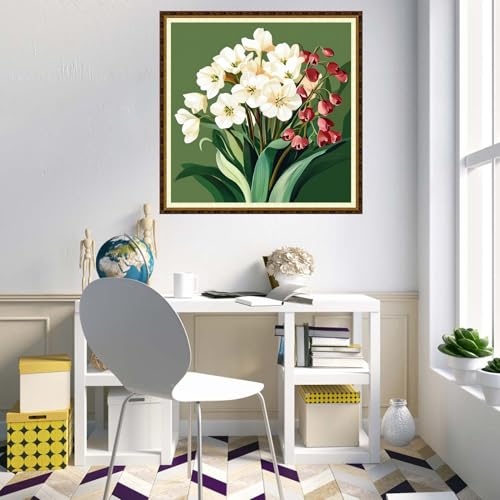 Redxing Counted Cross Stitch Kit for Beginners,Unprinted Needlepoint Kits for Beginners Cross Stitching Embroidery Kit 11CT Stitches kit-Beautiful Flowers 18x18 inch - color: KitColors12