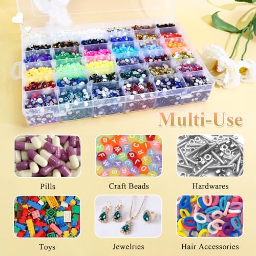 1 Pack 36 Grids Plastic Organizer Container with Adjustable Dividers, Large Clear Snack Box Removable for Sewing Supplies, Floss, Bead, Jewerly, Nails Storage - size: Large Box (36 Grids)