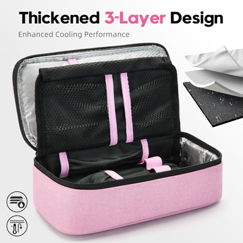 ALLCAMP Insulin Travel Cooler Case, Large Capacity, 4 Ice Packs, Pink - color: Pink