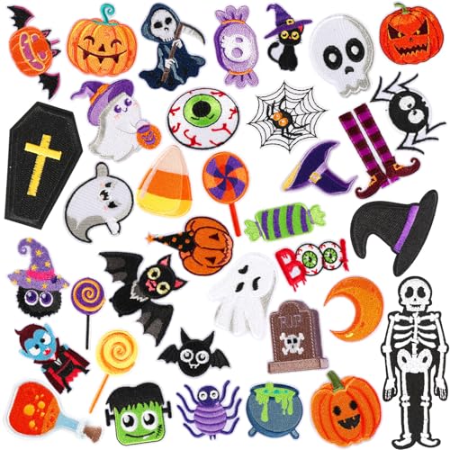 AUGSUN 36Pcs Halloween Iron on Patches for Clothing - style: Halloween