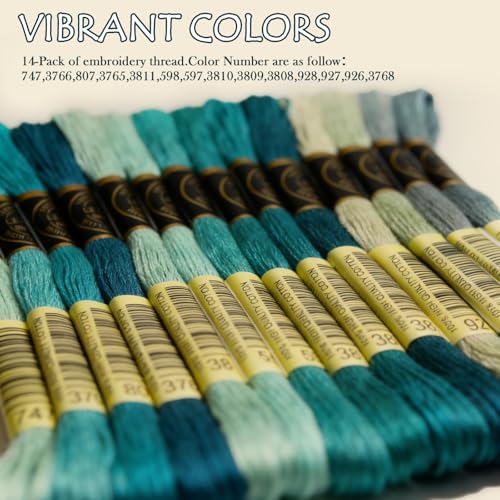 14 Skeins Per Pack Embroidery Floss - Cross Stitch Threads - Friendship Bracelets Floss - Crafts Floss, Pewter Gray Gradient - color: Pewter Gray Gradient