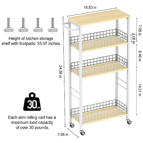 NOVIMANGO Slim Storage Cart White 4 Tier Rolling Cart with Wheels - color: White