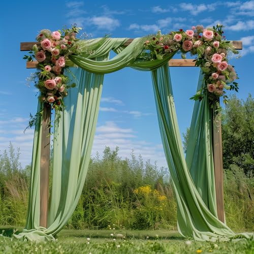 Wedding Arch Draping Fabric 1 Panel Sage Green Sheer Backdrop Drapes - color: Sage Green, size: 1 Panel