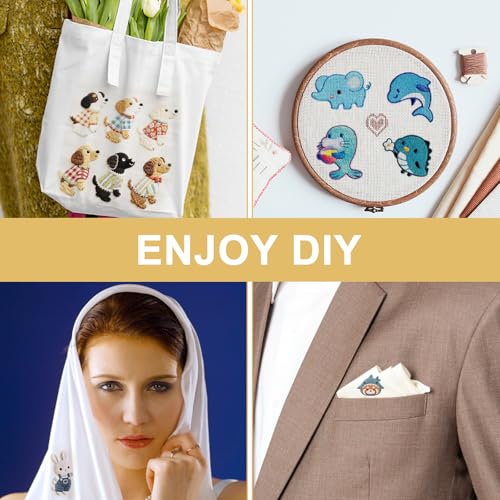 16 Pcs Embroidery Fabric Cloth, 5.9 to 11.8inch Embroidery Cloth Squares - color: White