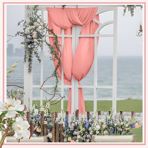 Horbaunal Rose Gold Chiffon Fabric by The Yard, 1 Yard Precut Sheer Fabric - color: Rose Gold, size: 1 Yard