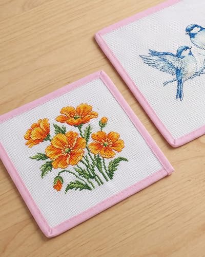 3PCS Pink Bound Needlepoint Canvas 18 Mesh Cotton Blank Canvas
