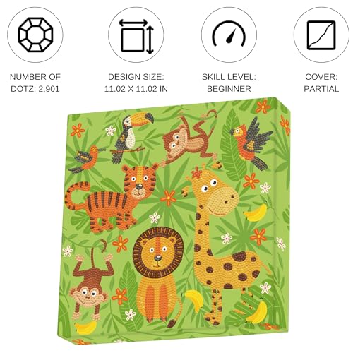 DIAMOND DOTZ in The Jungle Animal Diamond Painting Kit for Adults with Gems - color: DOTZ in the Jungle