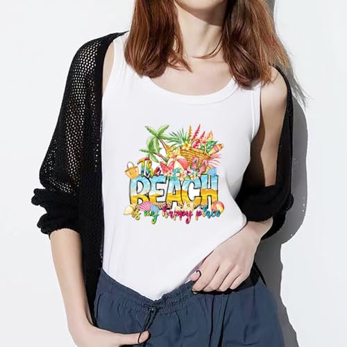Beach Heat Transfers Iron on Patches Summer Iron on Vinyl Decals Appliques for T Shirts Jeans Bags Clothing Art Decoration Cute Iron Stickers 5Pcs - color: Summer Patch