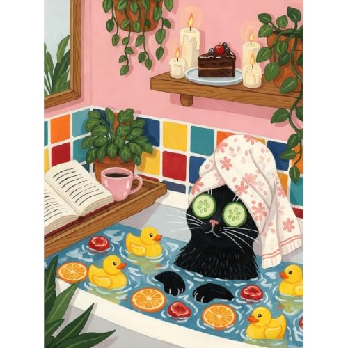 askkqtx Cat Stamped Cross Stitch Kits for Beginners Adults 12x16 Inch - color: XJ013