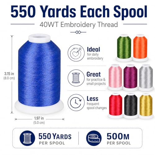 Simthread 42 Colors 550Yds 40WT Polyester Embroidery Thread Set - color: 42 Colors