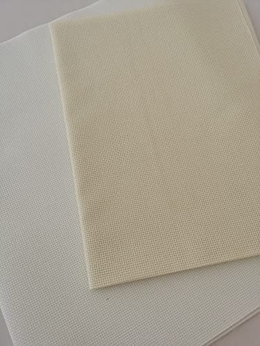 KCS 16CT Counted Cotton Cross Stitch Aida Cloth Fabric (19" x 28",Cream) - color: Cream, size: 19" x 28"