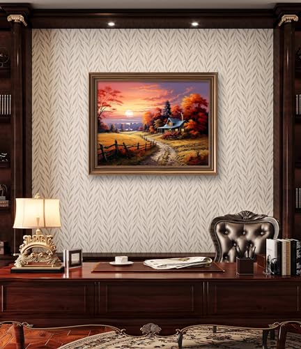 Leczany Cross Stitch Stamped Kit for Beginner - Autumnal Scenery | DIY Embroidery Starter Patterns Craft Kit Needlepoint for Adults | 11CT, 3 Strands | 17.7x13.4 inches - color: 11CT Stamped kits,Autumnal Scenery 17.7x13.4 inches