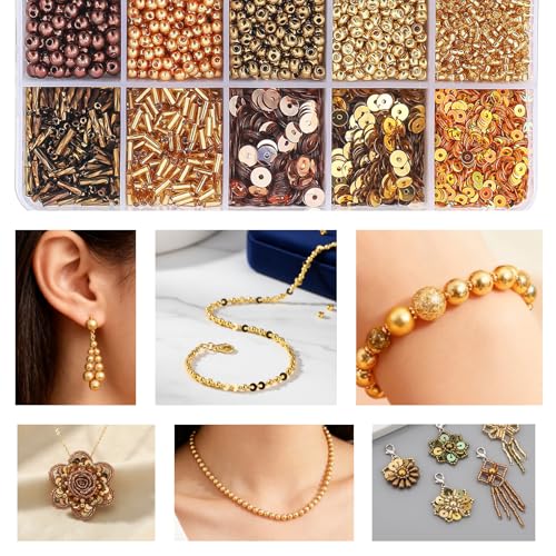 Gold Glass Seed Beads for Jewelry and Embroidery - color: Gold
