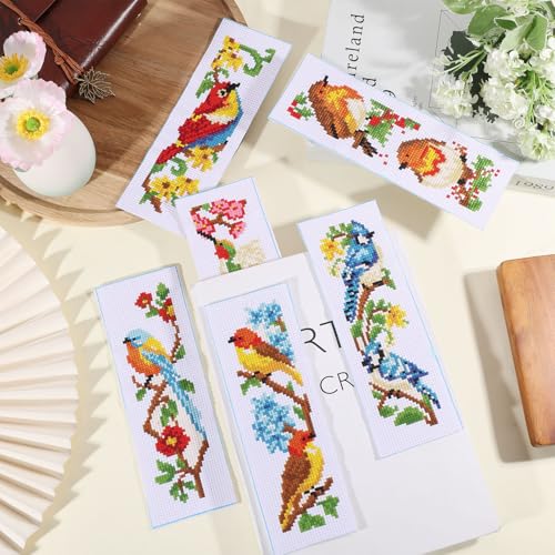 ORIGACH 6 Set Birds Cross Stitch Bookmark Kit for Beginner - style: Birds