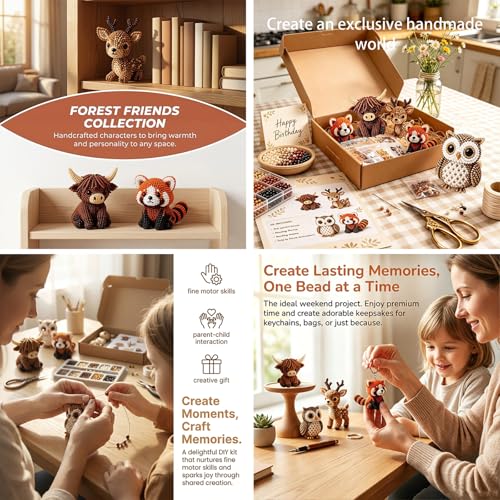 Tiny 3D Beaded Animal DIY Kit with Instruction, Animals Beading Craft Set