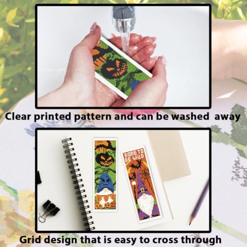 ACRNIGHEET 6PCS Cross Stitch Bookmark Kit (Halloween Dwarf Pattern) - style: Halloween Dwarf Patterns