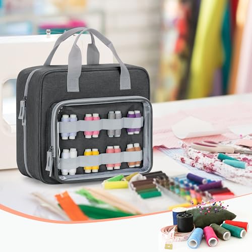LUXJA Sewing Storage Organizer with Folio Open Design, Gray - color: Gray