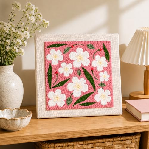 HRTHRT Punch Needle Kit for Beginners, 9.8" Frame Yarn Craft Set(Pink) - color: Pink