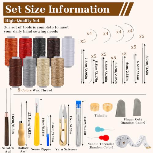 74 PCS Leather Sewing Kit Heavy Duty Sewing Kit Upholstery Repair Kit - color: 9 Colors - 74Pcs