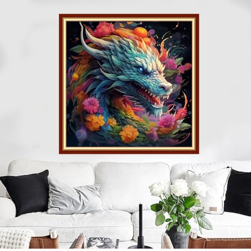 Funxvoot Stamped Cross Stitch Kits Beginners Full Range of Embroidery Kits for Adults 11CT Embroidery Patterns Needlepoint Kits Printed Cross Stitch Kits- (Rainbow Dragon 18x18 inchs) - color: Cross Stitch Kits 39