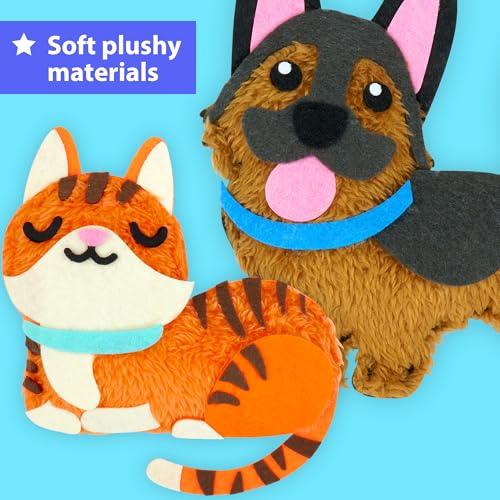 KRAFUN Puppy & Kitten Sewing Kit for Kids Ages 6+ | 8 Dolls - color: Puppy & Kitten