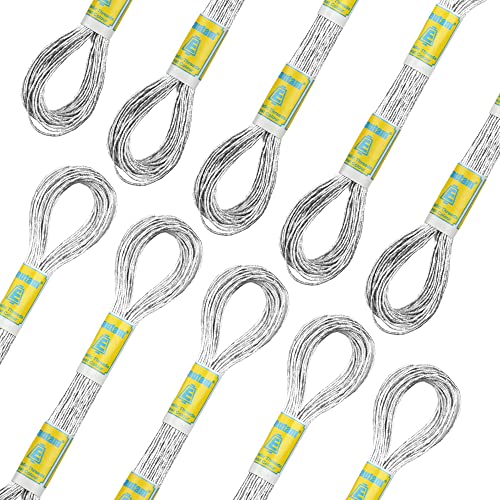 New ThreadNanny 24 Metallic Silver Skeins 100% Cotton Metallic Thread for Hand Embroidery - color: Silver Floss