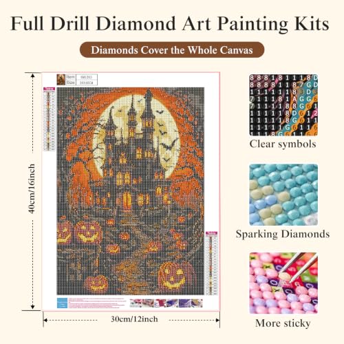 Halloween Castle Diamond Painting Kits for Adults, Pumpkin Diamond Art - color: KM1263-1