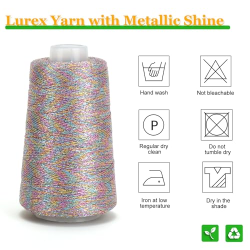 Metallic Crochet Thread, 80g Lurex Yarn for Charms(Neon) - color: Neon