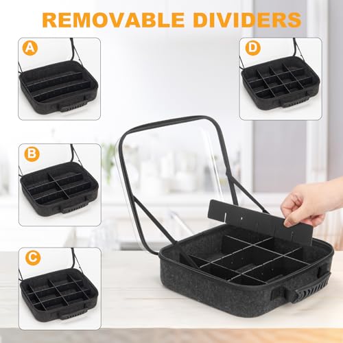 Sock Tie Storage Organizer Box with Clear Lid, 12 Compartment Removable Divided Drawer Organizer for Tea Bag and Threads, Eco-Friendly Felt Case, Gift for Men & Women