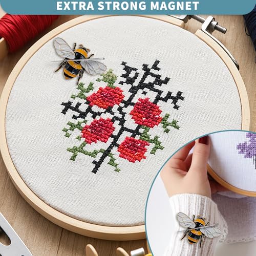 Magnetic Needle Minder Magnet Embroidery Accessories and Supplies Embroidery Needle Holder Cross Stitch Holder Needlework Supplies (Cardinal) (Bee) - size: Bee