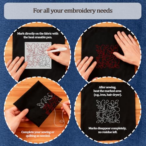 50 Pcs Sashiko Stencil Kit, Plastic Texture Template Pattern - color: Needle and Pen-Color2