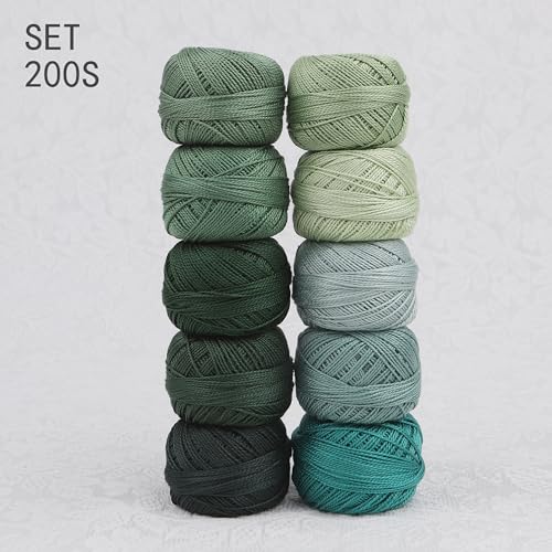 Size 8 Double Mercerized Egyptian Long Staple Cotton Pearl Thread Ball 5 Grams Rainbow Color Embroidery Thread 10 Colors per Box for Crochet Hardanger Cross Stitch Hand Embroidery (Set S) - color: Set S