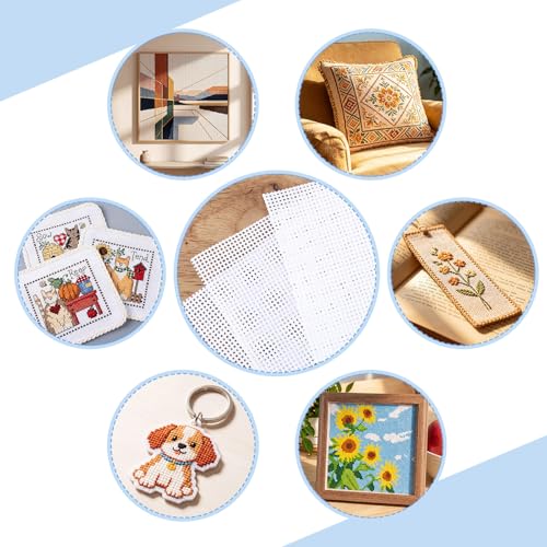 Chicplaid 8 Pcs 18 Mesh Needlepoint Canvas 14" X 18" White Blank - size: 14" X 18", style: 18 Mesh