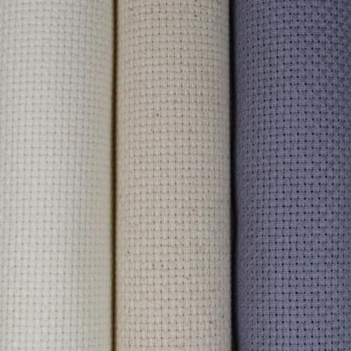 KCS 3 pc of 15" x 18"(38cmx45cm) 16 Count Cross Stitch Cotton Aida Cloth Needlework Rolled Fabric Box,16CT,Antique White+Oatmeal+Light Steel Grey - color: Antique White+oatmeal+light Steel Grey, size: 16CT