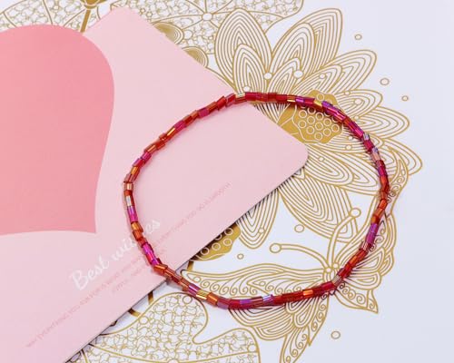 Glass Bugle Tube Beads 1400Pcs/30g Mini Seed Beads 2 * 3mm Small Craft Loose Spacer Beads for DIY Bracelets Necklace Earring Jewelry Making (Red) - color: Red