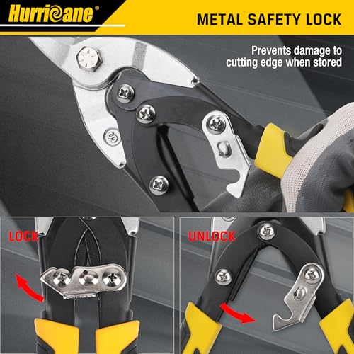 HURRICANE 10 Inch Aviation Tin Snips, Cr-Mo Aviation Snips for Cutting Metal Sheet, Heavy Duty Sheet Metal Cutter Shear, Straight Cut, High Leverage Aviation Snip, Up to 40% Labor Saving (Pack of 2) - size: 10 Inch High Leverage: Straight Cut (Pack of 2)
