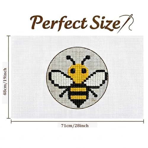Zplontya 19"X28" Needlepoint Canvas 13 Mesh Blank White Cross Stitch Fabric