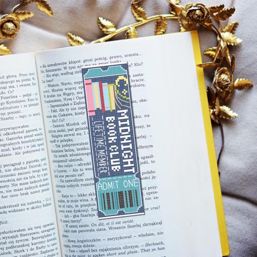 FREEBLOSS 6 Set Cross Stitch Bookmark Kits 11CT 8"x2.4" Book Club - style: Ticket