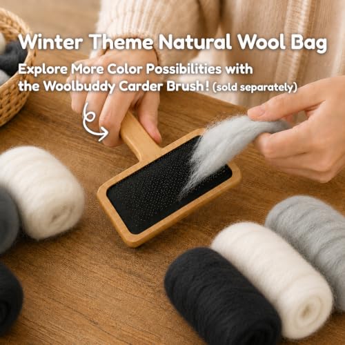 Woolbuddy Merino Wool Roving Kit for Needle Felting (Winter) 15g Per Color - color: Wool Bag Winter