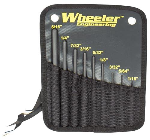 Wheeler Roll Pin Punch Set with 9 Steel Punches, Labeled Rollup Storage Bag for Firearm Maintenance and Gunsmithing - style: Roll Pin Punch Set