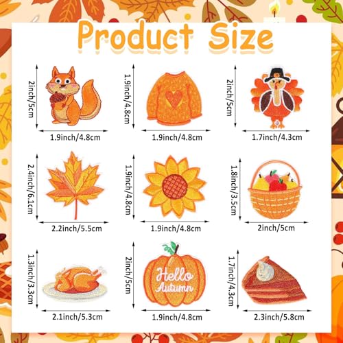 AUGSUN 36Pcs Fall Autumn Iron on Patches Thanksgiving Day Sew Applique - style: Fall Thanksgiving Style