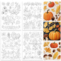 ORIGACH 4 Sheets Large Autumn Water Soluble Embroidery Stabilizers, Pumpkin Leaves & Mushroom Stick and Stitch Embroidery Paper Hand Sewing Stabilizers for Embroidery Beginners - color: Autumn Pumpkin Leaves & Mushroom