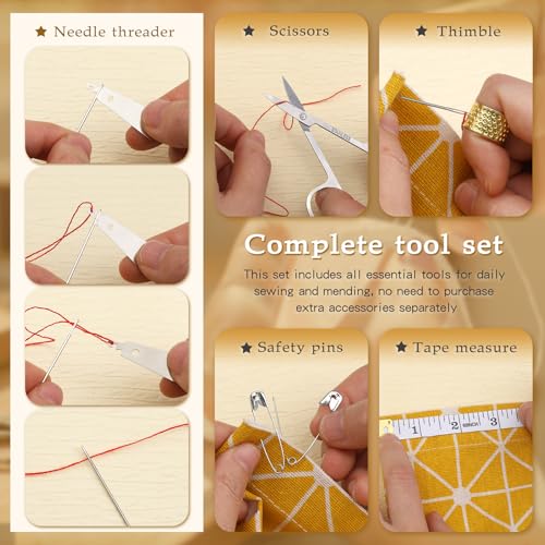 SHWAKK Sewing Kit for Adults, Stainless Steel Needles for Hand Sewing - size: 65pcs