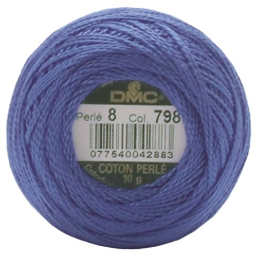 DMC 116 8-798 Pearl Cotton Thread Balls, Dark Delft Blue, Size 8